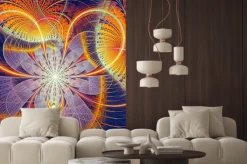 Naklejka: Streszczenie generowany komputerowo obraz paski kwiat