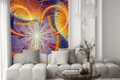 Naklejka: Streszczenie generowany komputerowo obraz paski kwiat