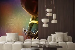 Naklejka: Streszczenie grunge z trąbką