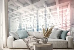 Naklejka: Streszczenie przecinają struktury komórkowe, ilustracji 3d