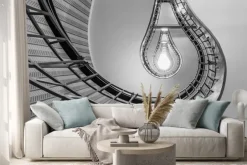 Naklejka: Streszczenie strzał z schody prowadzące do żarówkę jak o