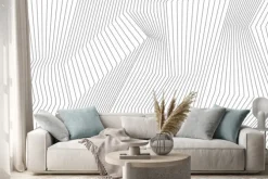 Naklejka: Streszczenie szarych linii refrakcji wektora tle