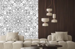 Naklejka: Streszczenie wektora dekoracyjne mandala etniczne czarny i biały