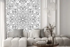 Naklejka: Streszczenie wektora dekoracyjne mandala etniczne czarny i biały