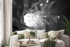 Naklejka: Streszczenie świecące czarny kryształ cyfrowe tunelu 3d