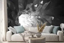 Naklejka: Streszczenie świecące czarny kryształ cyfrowe tunelu 3d