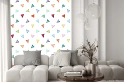 Naklejka: Streszczenie wzór z kolorowych trójkątów akwarelowych. pastelowych
