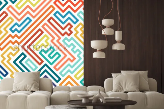 Naklejka: Striped colorful seamless geometric pattern.