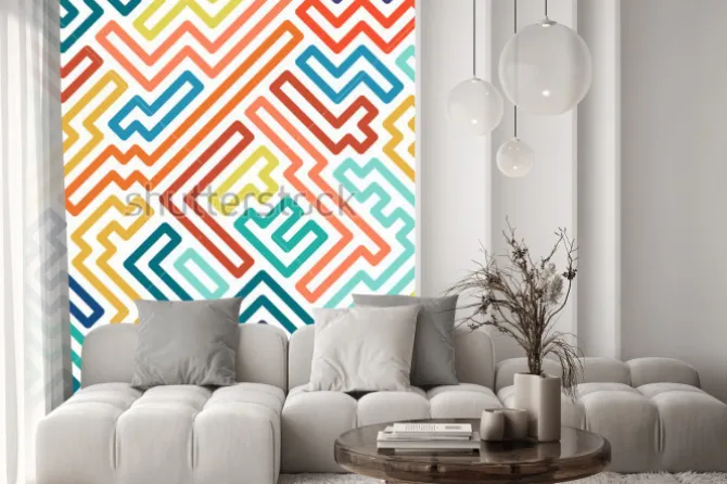 Naklejka: Striped colorful seamless geometric pattern.