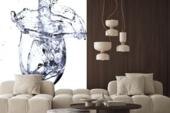 Naklejka: Strumień wody spada na szkle.