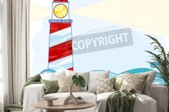 Naklejka: Stylised vector illustration of a lighthouse