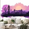 Naklejka: Stylized landscape of london with big ben, tower bridge and other