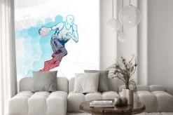 Naklejka: Stylizowane koszykarz dryblingu piłkę