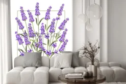 Naklejka: Subtelne kwiaty lawendy w ramce w stylu akwareli