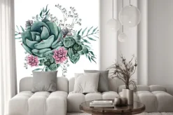 Naklejka: Sukulenty w subtelnej kompozycji na białym tle