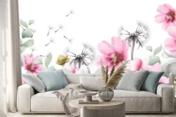 Naklejka: Summer colorful flowers vector watercolor card backgrounds