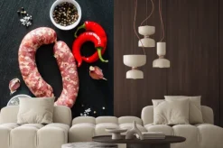 Naklejka: Surowe kiełbaski z ziołami i przyprawami