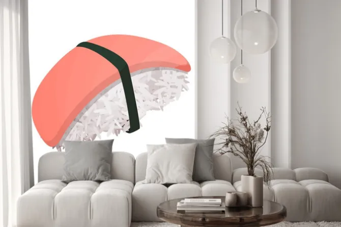 Naklejka: Sushi ikona stylu cartoon