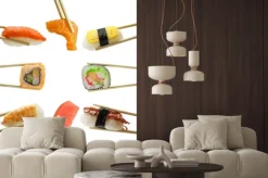 Naklejka: Sushi pałeczkami na białym tle