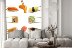 Naklejka: Sushi pałeczkami na białym tle
