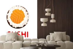 Naklejka: Sushi roll na białym