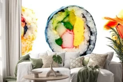 Naklejka: Sushi z ryżem na białym tle