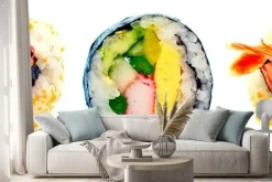 Naklejka: Sushi z ryżem na białym tle