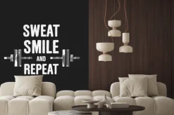 Naklejka: Sweat, smile and repeat. inspiring workout and fitness gym motivation