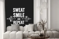 Naklejka: Sweat, smile and repeat. inspiring workout and fitness gym motivation