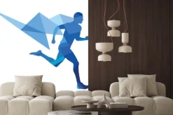 Naklejka: Sylwetka biegacza w geometrycznym ujęciu