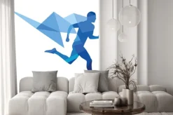 Naklejka: Sylwetka biegacza w geometrycznym ujęciu