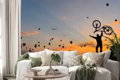 Naklejka: Sylwetka kolarza i balony