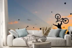 Naklejka: Sylwetka kolarza i balony