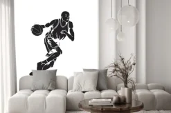 Naklejka: Sylwetka koszykarz dryblingu piłkę