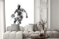 Naklejka: Sylwetka koszykarza z czarnych kropek