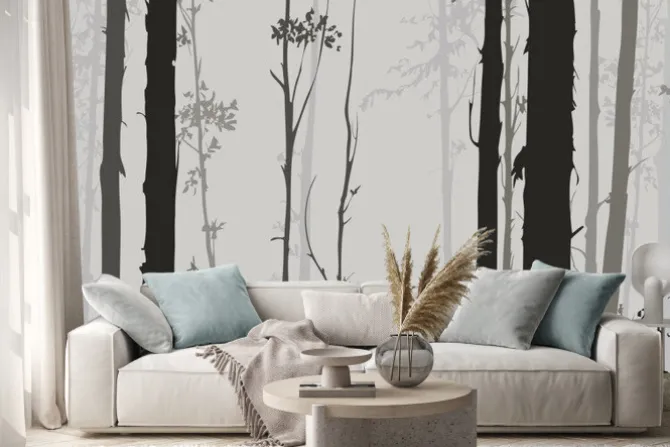 Naklejka: Sylwetka lesie z jelenia 2