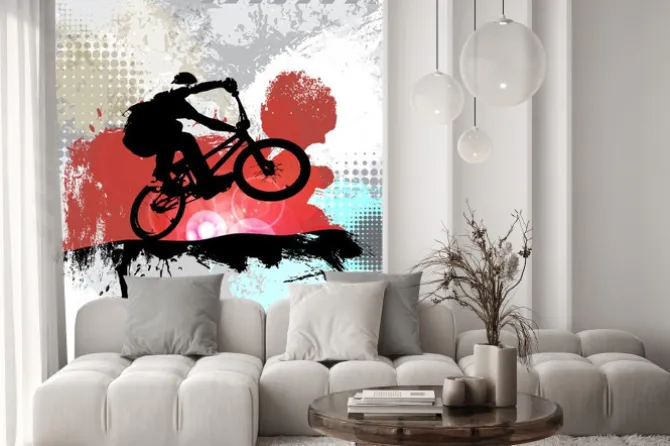 Naklejka: Sylwetka rowerzysty, wektor