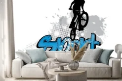 Naklejka: Sylwetka skoczka rowerowego