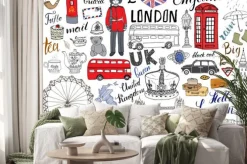 Naklejka: Symbole londynu na odręcznym rysunku