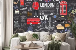 Naklejka: Symbole wielkiej brytanii w stylu doodle