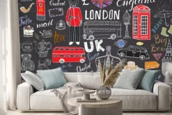 Naklejka: Symbole wielkiej brytanii w stylu doodle