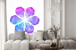 Naklejka: Szablon karty z kwiatu wykonane z kolorowych kamieni.