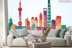 Naklejka: Szanghaj szczegółowe horyzontu. ilustracji wektorowych