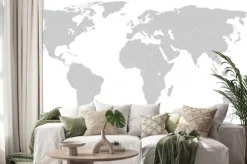 Naklejka: Szara mapa świata silhoeutte