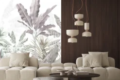 Naklejka: Szare liście palm na białym tle