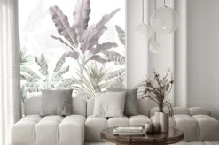 Naklejka: Szare liście palm na białym tle