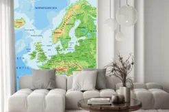 Naklejka: Szczegółowa mapa fizyczna europy