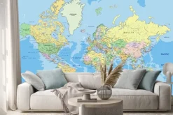 Naklejka: Szczegółowa polityczna mapa świata