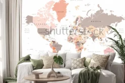 Naklejka: Szczegółowa polityczna mapa świata