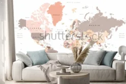 Naklejka: Szczegółowa polityczna mapa świata